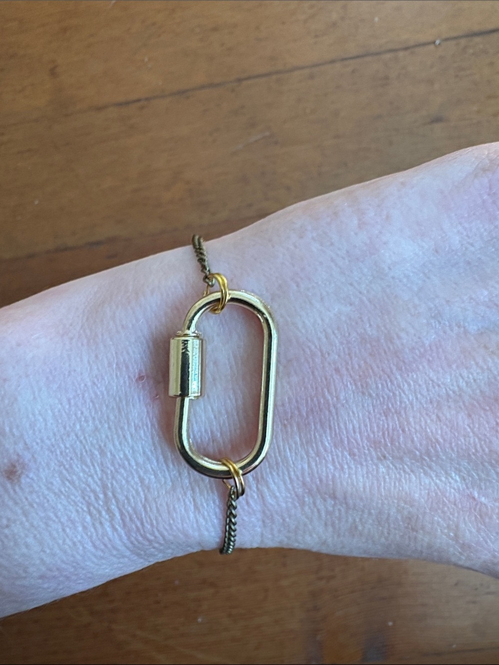 Hand-Crafted Gold Oval Carabiner Link Bracelet - Women